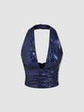 MIDNIGHT SEQUIN HALTER