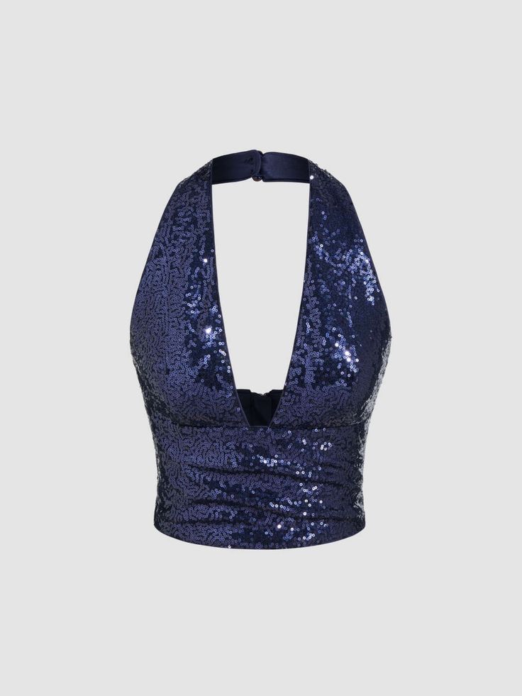 MIDNIGHT SEQUIN HALTER