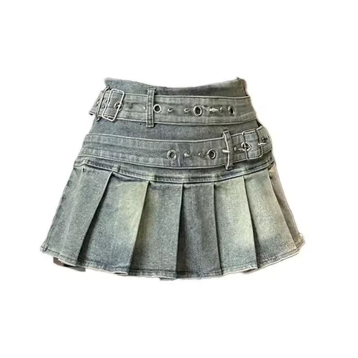 DENIM PLEATED MINI SKIRT