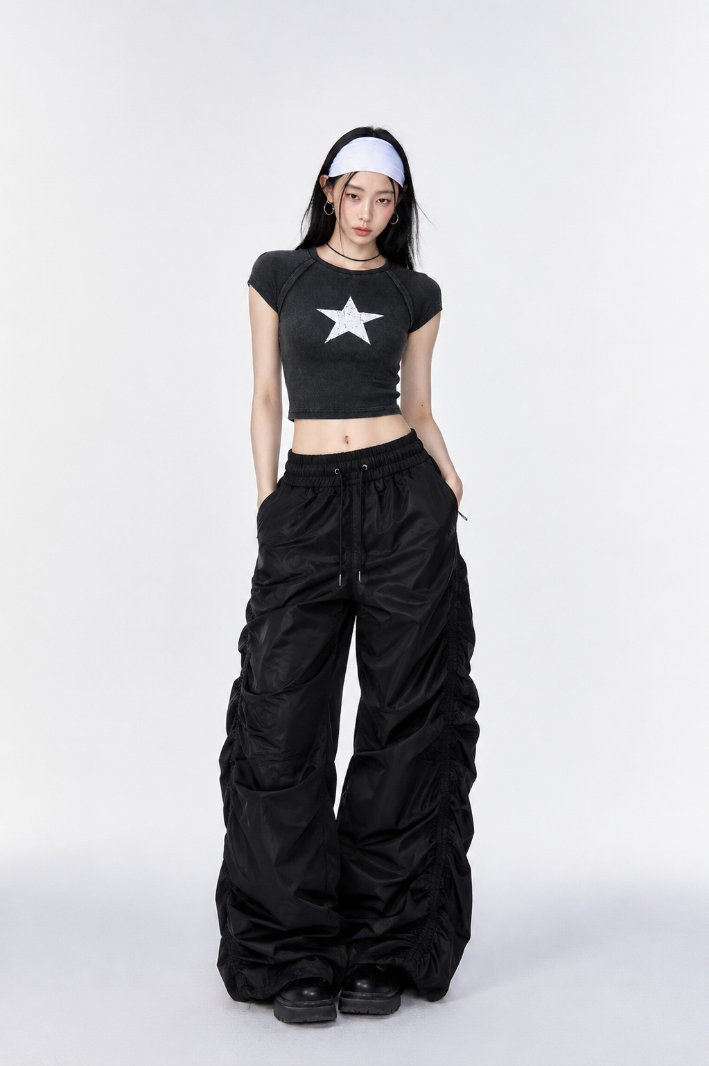 RUCHED PARACHUTE PANTS