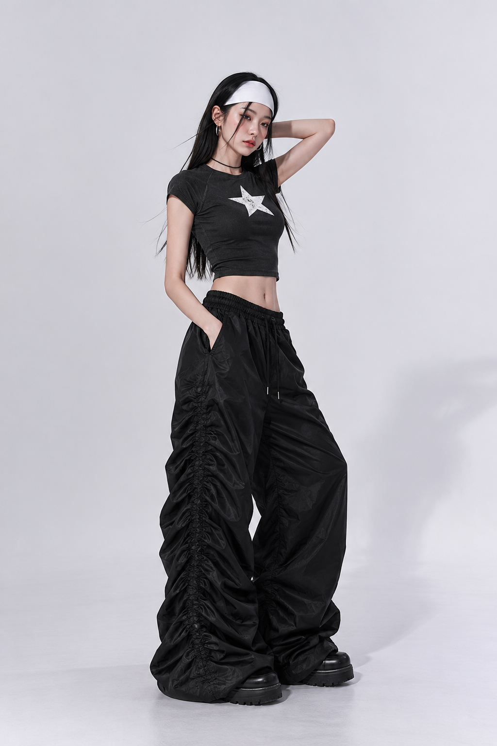 RUCHED PARACHUTE PANTS