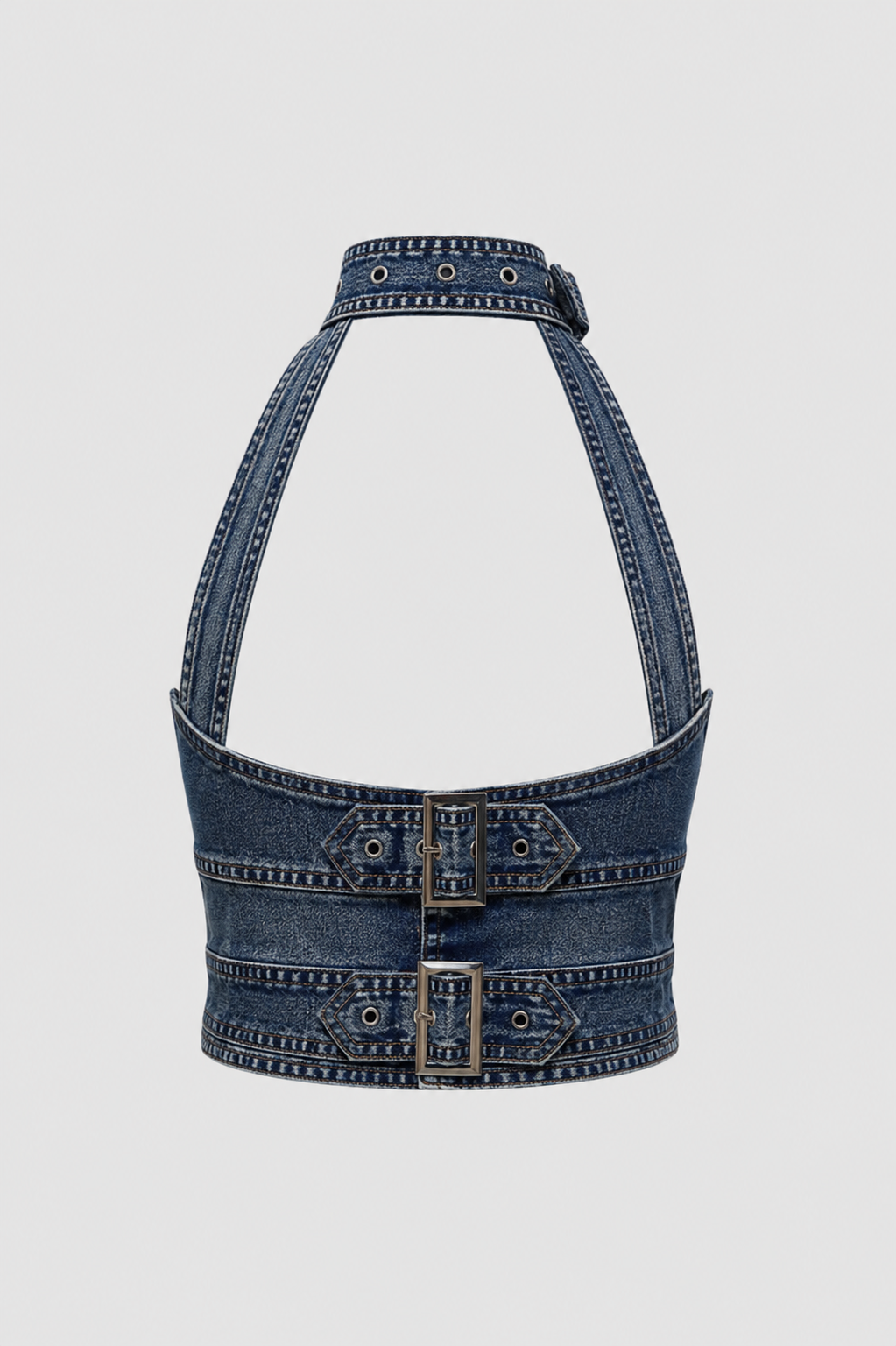 EDGY RETRO DENIM HALTER TOP