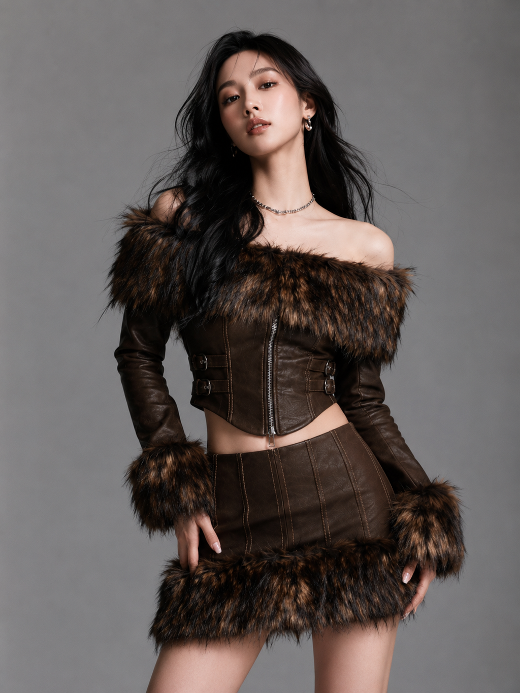 WILD LUXE FUR TRIM CORSET