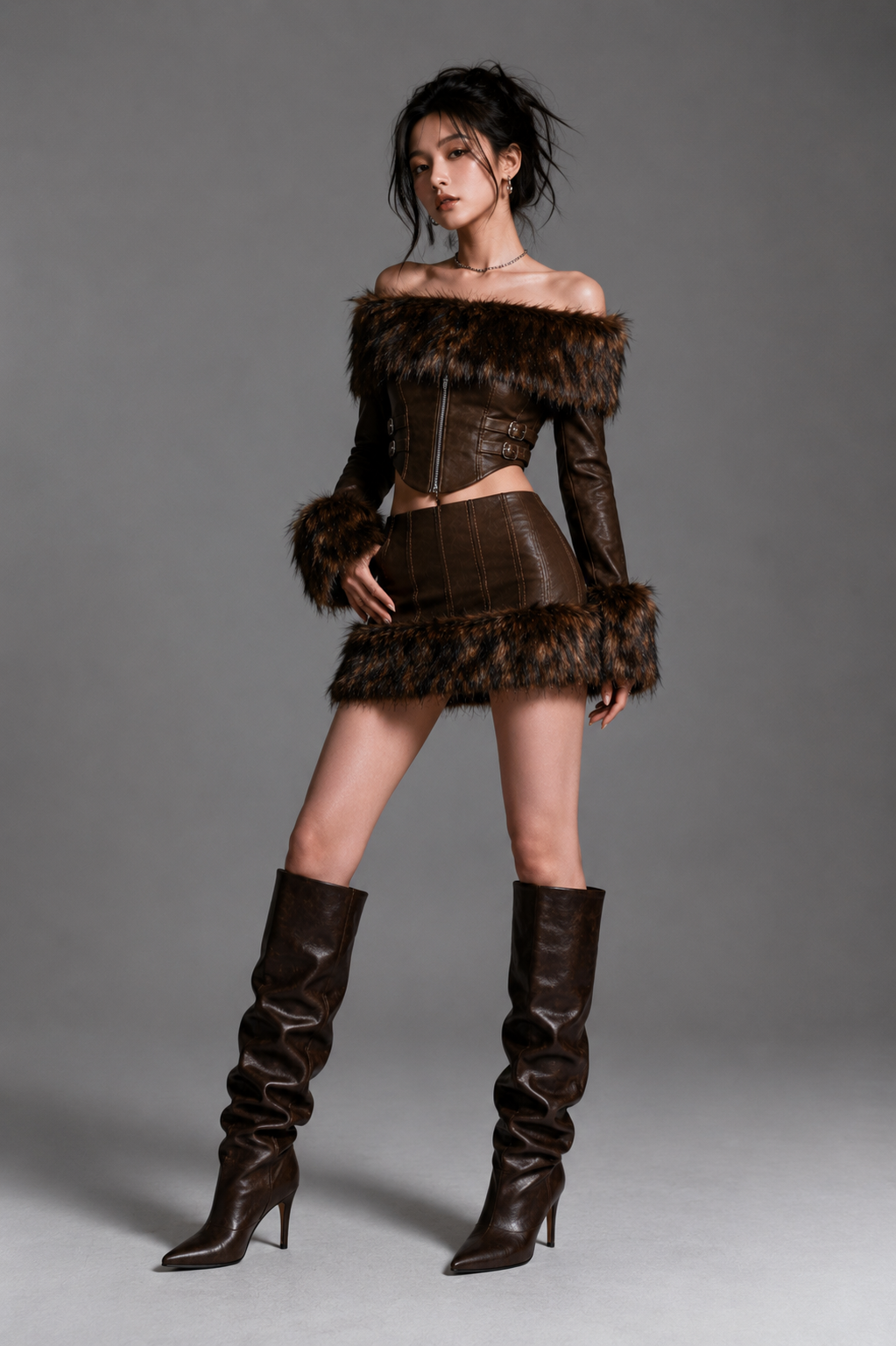WILD LUXE FUR TRIM CORSET