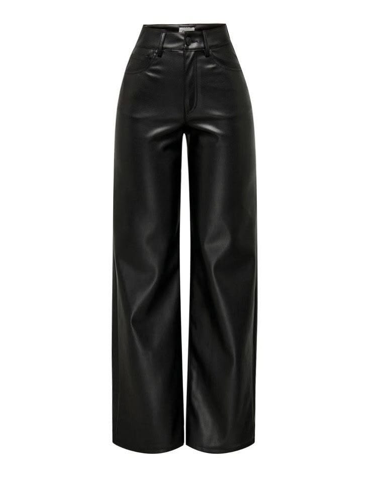 BLACKOUT WIDE LEG LEATHER PANTS